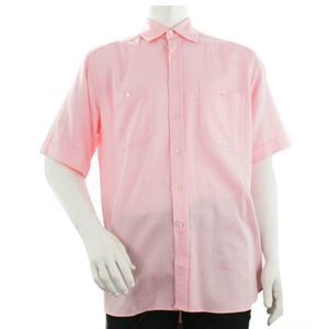BULLOCK & JONES Pink Cotton Short Sleeve Button Down Shirt Size Large Mens